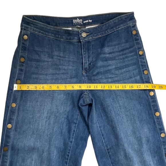 New York & Co Soho Side Snap Break Away Wide Leg Jeans Cotton Size 4 Blue - Picture 11 of 16